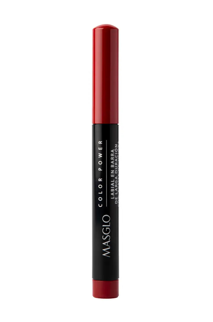 COLOR POWER - LABIAL DE LARGA DURACIÓN CON ACEITE DE JOJOBA MASGLO COSMETICS 1.4 GR - GAMA ROJO LINDA