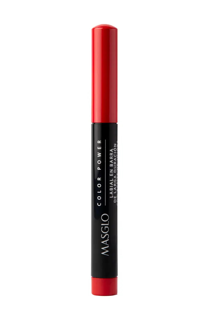 COLOR POWER - LABIAL DE LARGA DURACIÓN CON ACEITE DE JOJOBA MASGLO COSMETICS 1.4 GR - GAMA ROJO ORGULLOSA