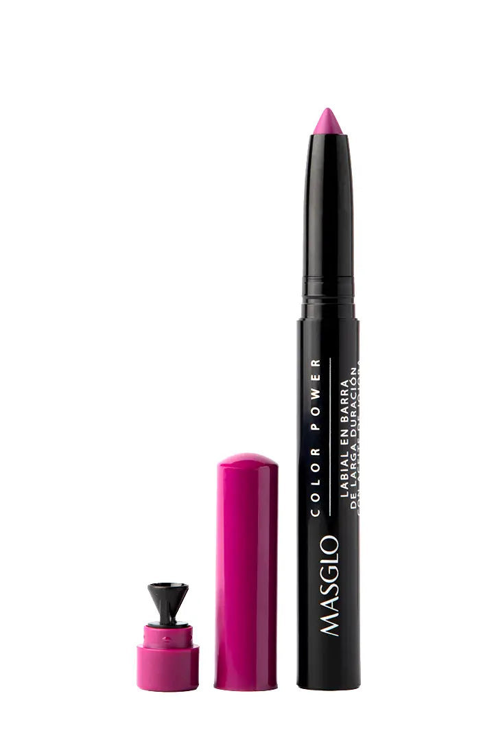 COLOR POWER - LABIAL DE LARGA DURACIÓN CON ACEITE DE JOJOBA MASGLO COSMETICS 1.4 GR - GAMA VIOLETA DINÁMICA