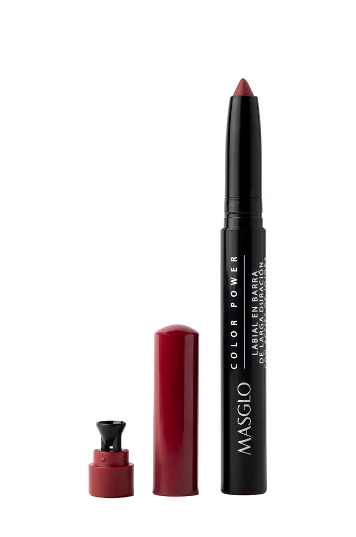 COLOR POWER - LABIAL DE LARGA DURACIÓN CON ACEITE DE JOJOBA MASGLO COSMETICS 1.4 GR - GAMA ROJO QUERENDONA