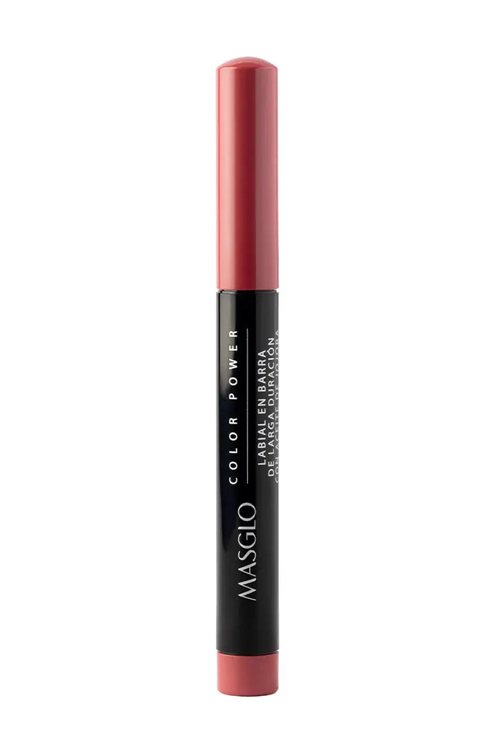 COLOR POWER - LABIAL DE LARGA DURACIÓN CON ACEITE DE JOJOBA MASGLO COSMETICS 1.4 GR - GAMA ROSA INTRIGANTE