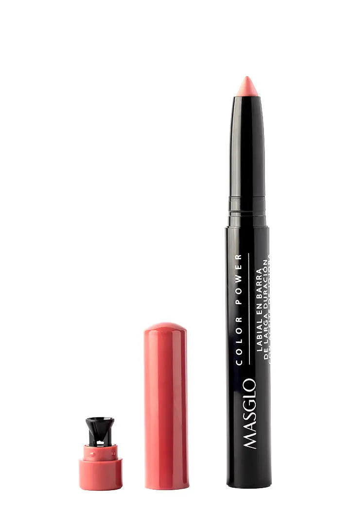 COLOR POWER - LABIAL DE LARGA DURACIÓN CON ACEITE DE JOJOBA MASGLO COSMETICS 1.4 GR - GAMA ROSA INTRIGANTE