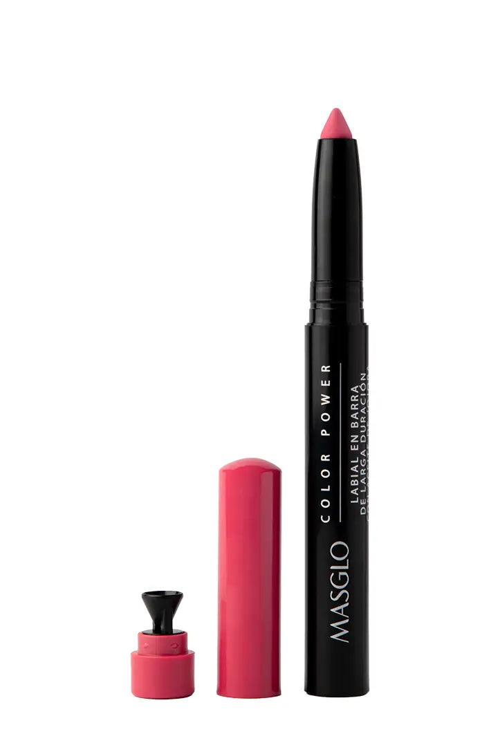 COLOR POWER - LABIAL DE LARGA DURACIÓN CON ACEITE DE JOJOBA MASGLO COSMETICS 1.4 GR - GAMA ROJO CÓMICA