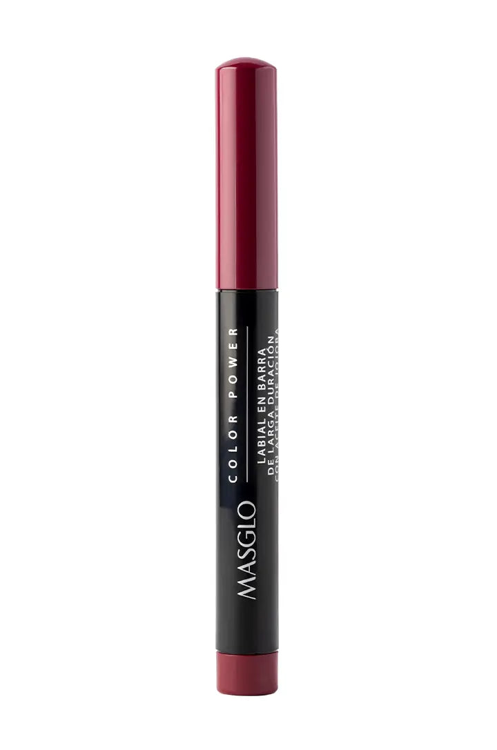 COLOR POWER - LABIAL DE LARGA DURACIÓN CON ACEITE DE JOJOBA MASGLO COSMETICS 1.4 GR - GAMA ROJO AUSENTE