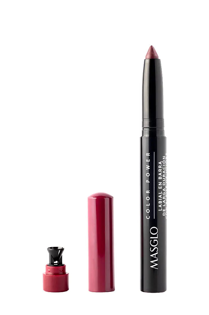 COLOR POWER - LABIAL DE LARGA DURACIÓN CON ACEITE DE JOJOBA MASGLO COSMETICS 1.4 GR - GAMA ROJO AUSENTE