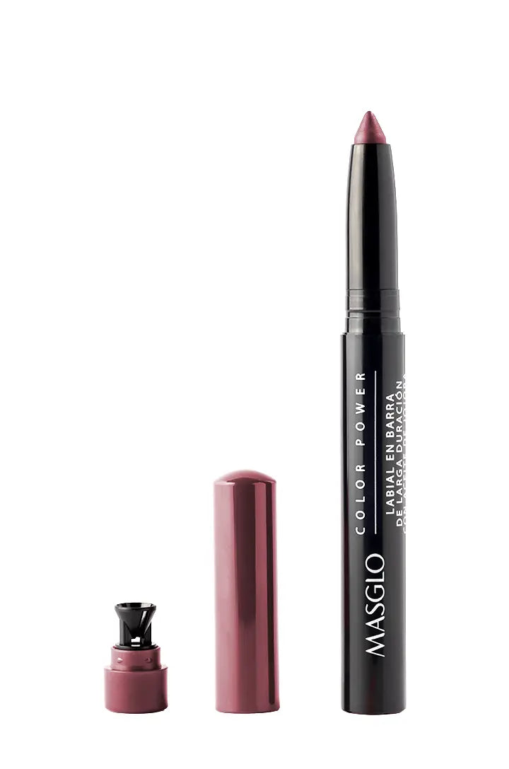 COLOR POWER - LABIAL DE LARGA DURACIÓN CON ACEITE DE JOJOBA MASGLO COSMETICS 1.4 GR - GAMA ROSA NEURÓTICA