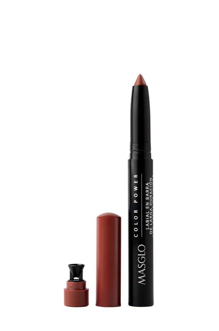 COLOR POWER - LABIAL DE LARGA DURACIÓN CON ACEITE DE JOJOBA MASGLO COSMETICS 1.4 GR - GAMA MARRÓN MODERADA