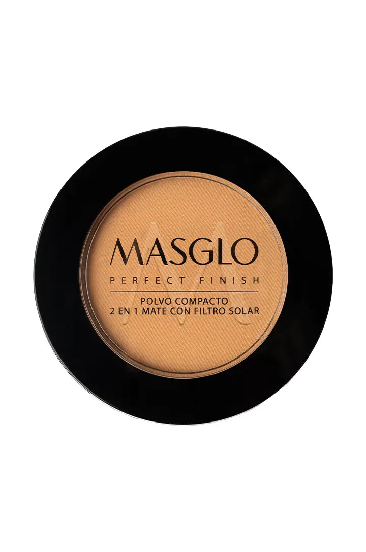 PERFECT FINISH - POLVO COMPACTO 2 EN 1 CON FILTRO SOLAR MASGLO COSMETICS 10 GR - GAMA OSCURO 1