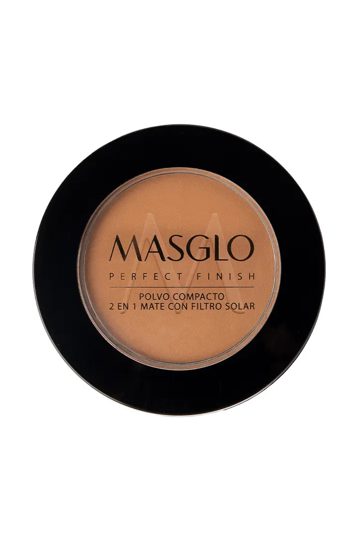 PERFECT FINISH - POLVO COMPACTO 2 EN 1 CON FILTRO SOLAR MASGLO COSMETICS 10 GR - GAMA OSCURO 2