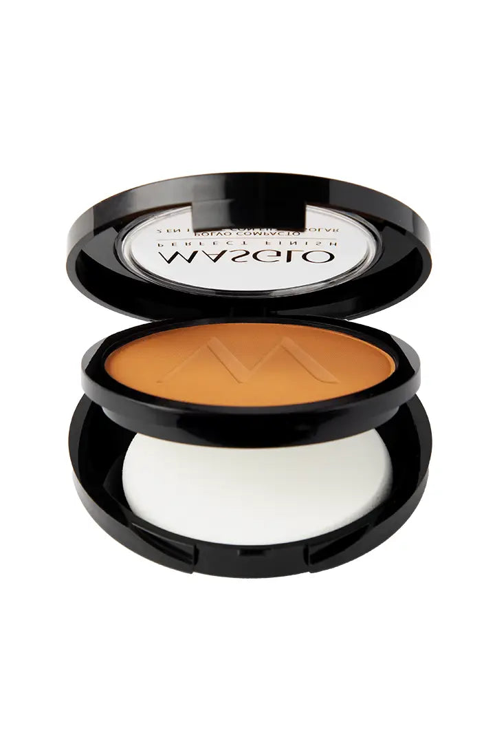 PERFECT FINISH - POLVO COMPACTO 2 EN 1 CON FILTRO SOLAR MASGLO COSMETICS 10 GR - GAMA OSCURO 2