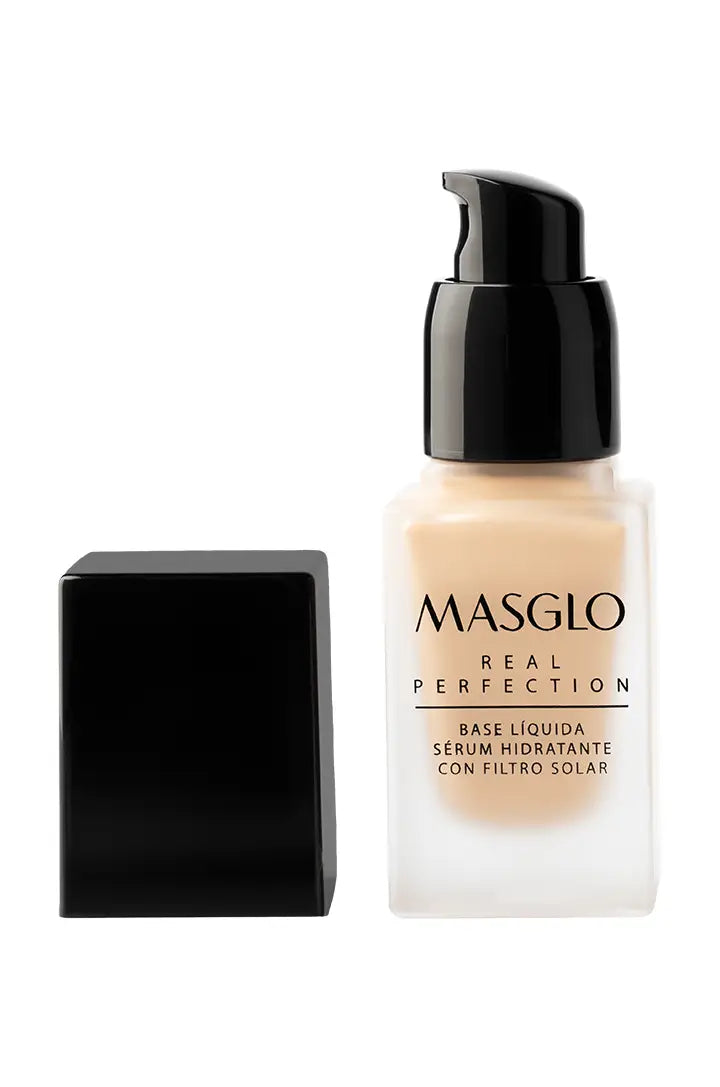 REAL PERFECTION - BASE LIQUIDA SERUM HIDRATANTE CON FILTRO SOLAR MASGLO COSMETICS 20 GR - GAMA CLARO 1