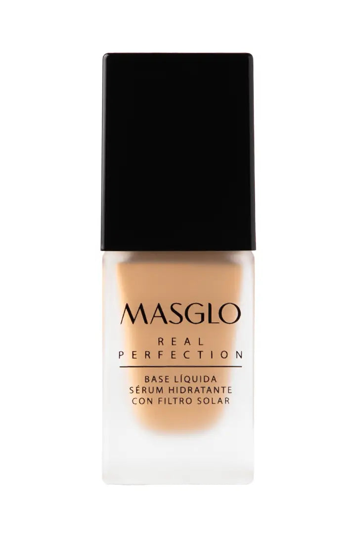 REAL PERFECTION - BASE LIQUIDA SERUM HIDRATANTE CON FILTRO SOLAR MASGLO COSMETICS 20 GR - GAMA OSCURO 1