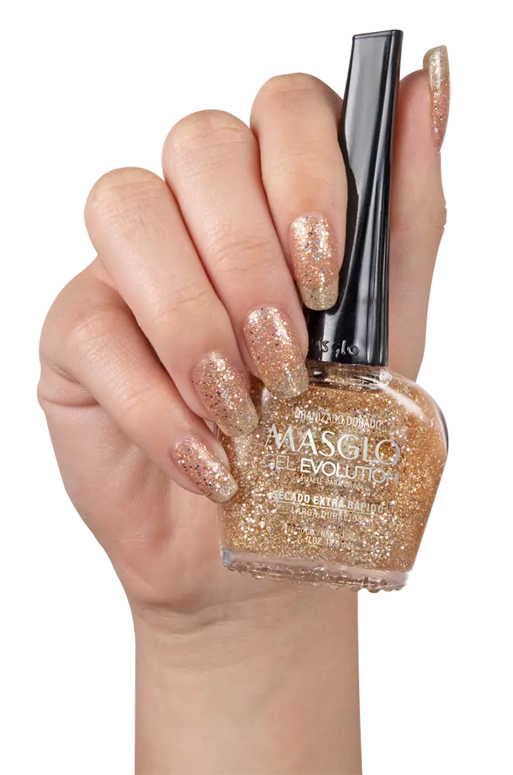 GRANIZADO DORADO - ESMALTE GEL EVOLUTION EFECTO GEL MASGLO 13,5 ML PERLADO - GAMA MARRON DORADO