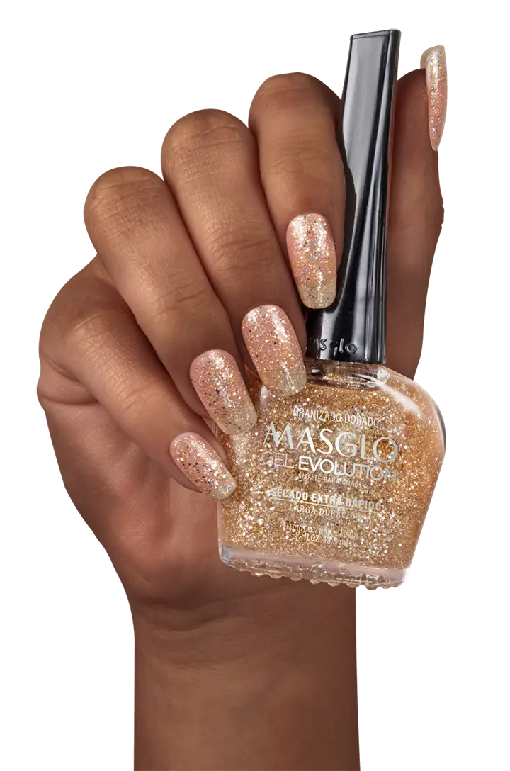 GRANIZADO DORADO - ESMALTE GEL EVOLUTION EFECTO GEL MASGLO 13,5 ML PERLADO - GAMA MARRON DORADO